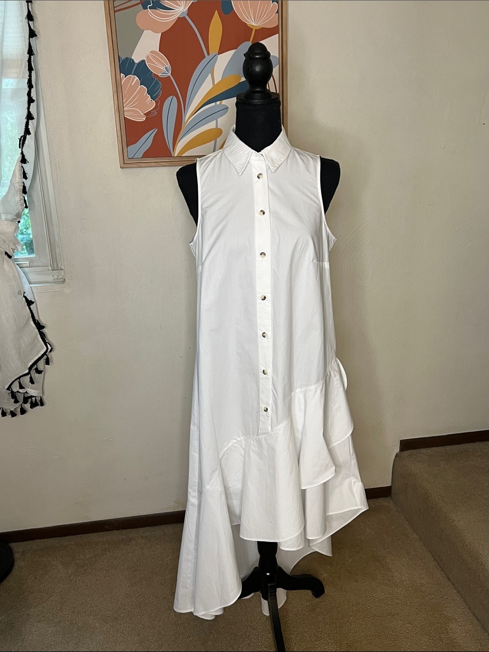 Maeve by Anthropologie Asymmetrical Sleeveless Shirt Dress Size S NEW